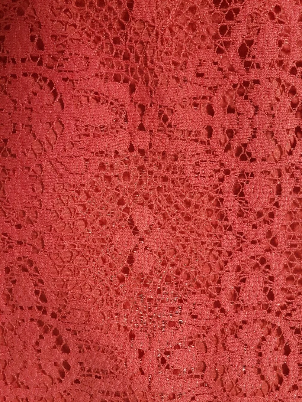 Vintage The Limited Crochet Lace Pencil Skirt 12 Coral Red Office Siren Date Fal